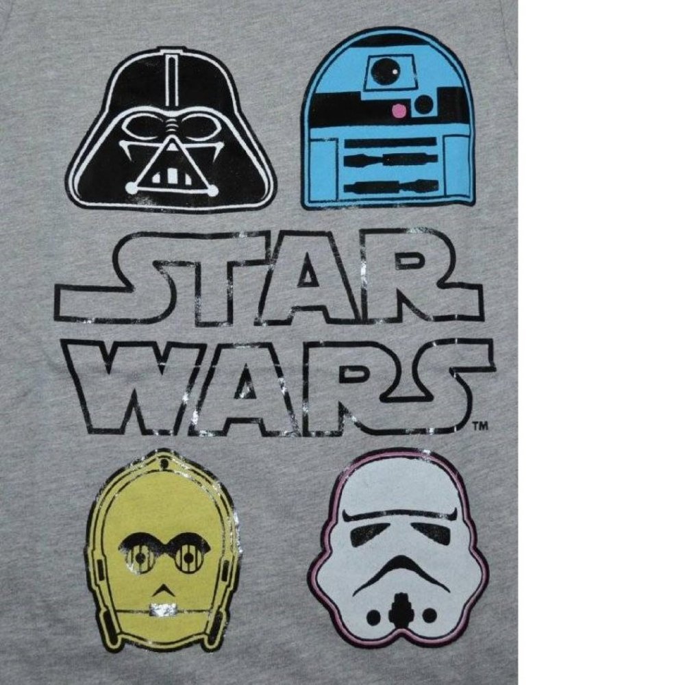 Girls Disney Star Wars Shirt 14/16 Gray Darth Vader Droids Long Sleeve Crew Neck - Picture 3 of 4